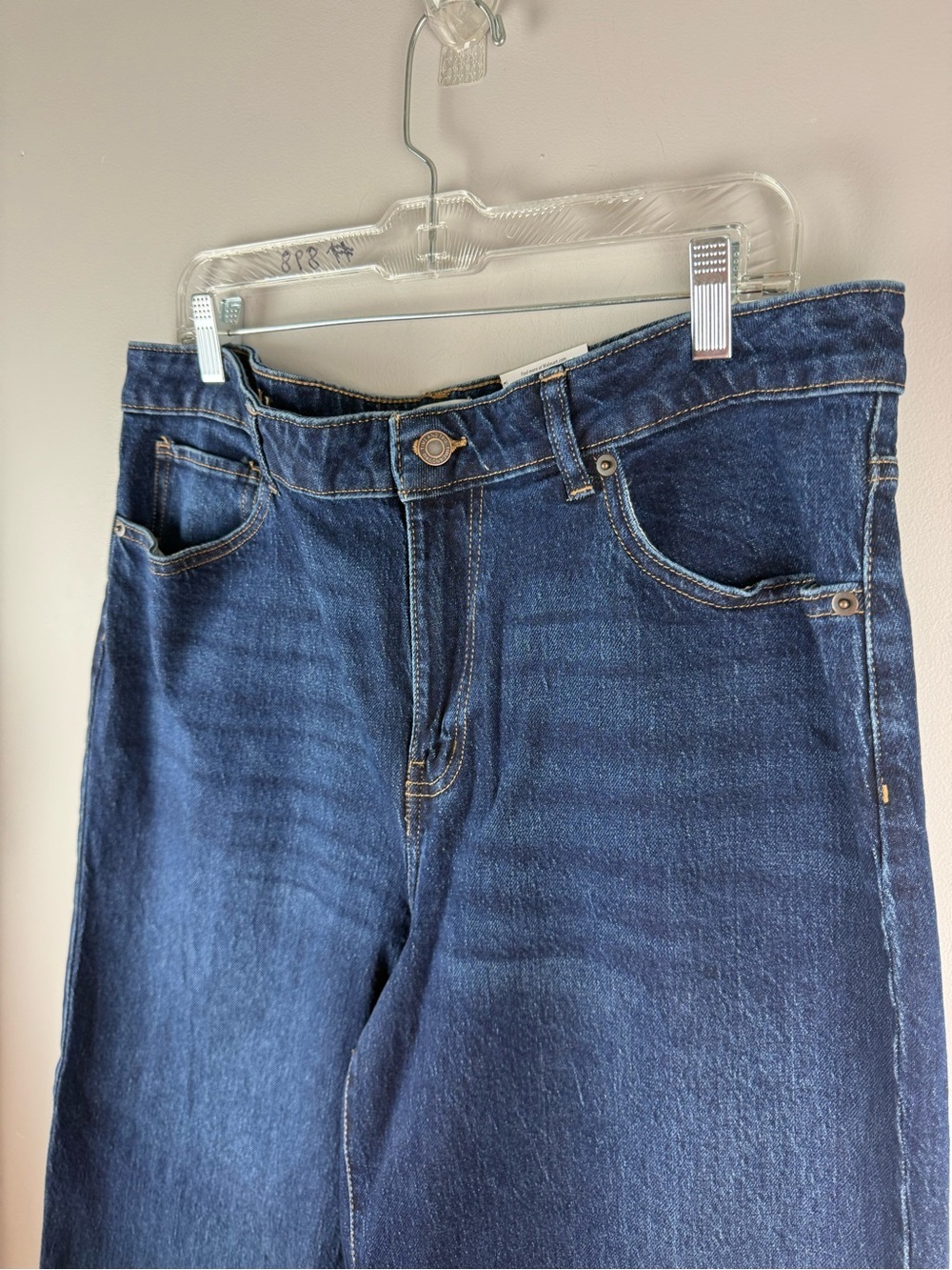 Time and Tru Womens High Rise Wide Leg Dark Wash Jeans SZ 16 Faded New Baggy